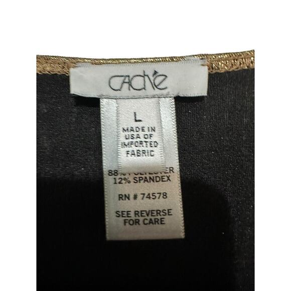 Cache Women's Gold Faux-Wrap V-Neckline Blouse Top Size Large - Picture 3 of 6
